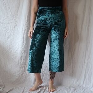Crushed Velvet Wide Leg Pants